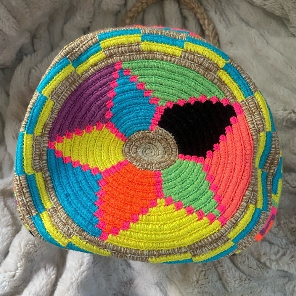 Le Pom Pom Multi Color Bucket Mochila Bag - Picture 7 of 7